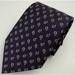 POLO by RALPH LAUREN Purple Paisley‎ 100% Silk Necktie Designer Handmade Italy